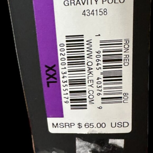 Oakley Men's XXL O-Hydrolix™ Gravity Polo 434158 Iron Red NWT Regular Fit - Picture 6 of 6